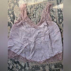 Free People Pink Lace Trim Chemise